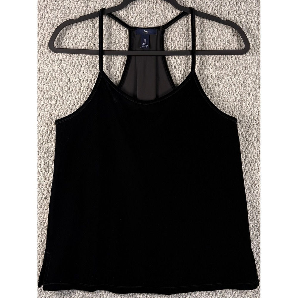 Gap Velvet Racerback Camisole Tank Top Small Black Stretch Goth Holiday 90s